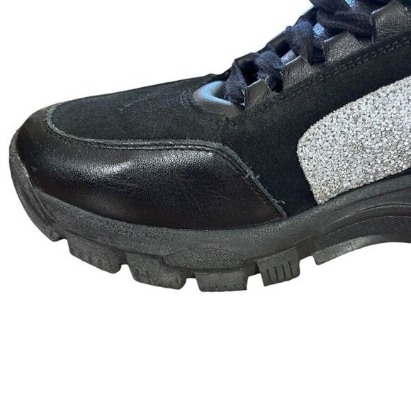 Sesto Meucci Womens Black Gray Lace Up Sneakers Athletic Leather Shoes sz 38 7.5 - Picture 5 of 16